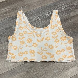 Colsie Floral Crop Top Medium Orange and White Flowers